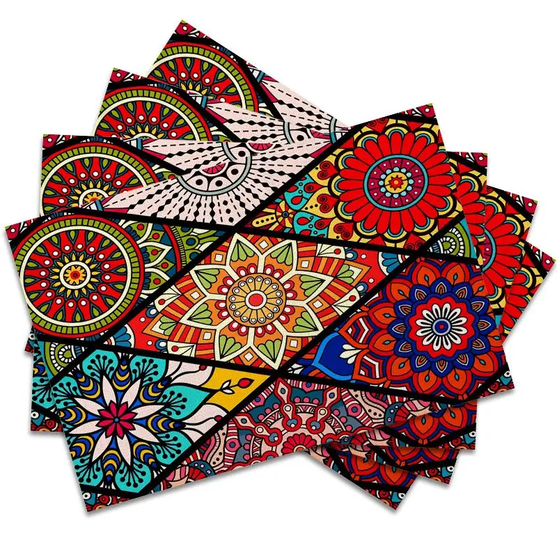 4Pcs, Bohemian Placemats, the Best Placemats, Washable, Suitable for Holiday Parties, Home Decor, Kitchen Tables, Rectangular Dining Rooms, Make Your Dining Room and Kitchen More Beautiful, Birthday Gifts and Housewarming Party Gifts for Family and Friends