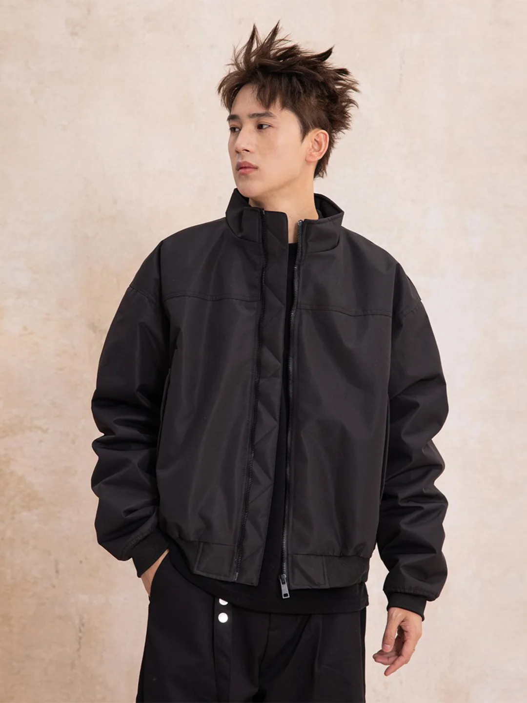 

Men's down Jaet Stand Collar Du Feather Warmth Winter Coat Tee-Resistant Flight Pilot Sle Zipper Closure Long Sve