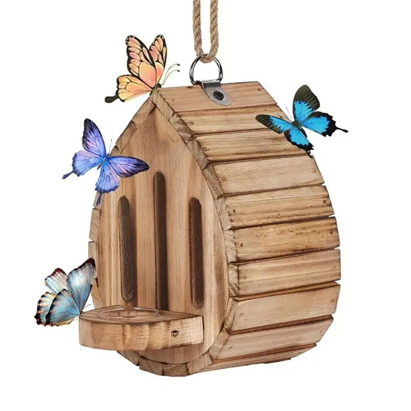 

Деревянный подвесной домик для бабочек ABVJ, набор для самостоятельной сборки, натуральное место обитания с кормушкой для садовых бабочек и пчел, домик для опылителей.