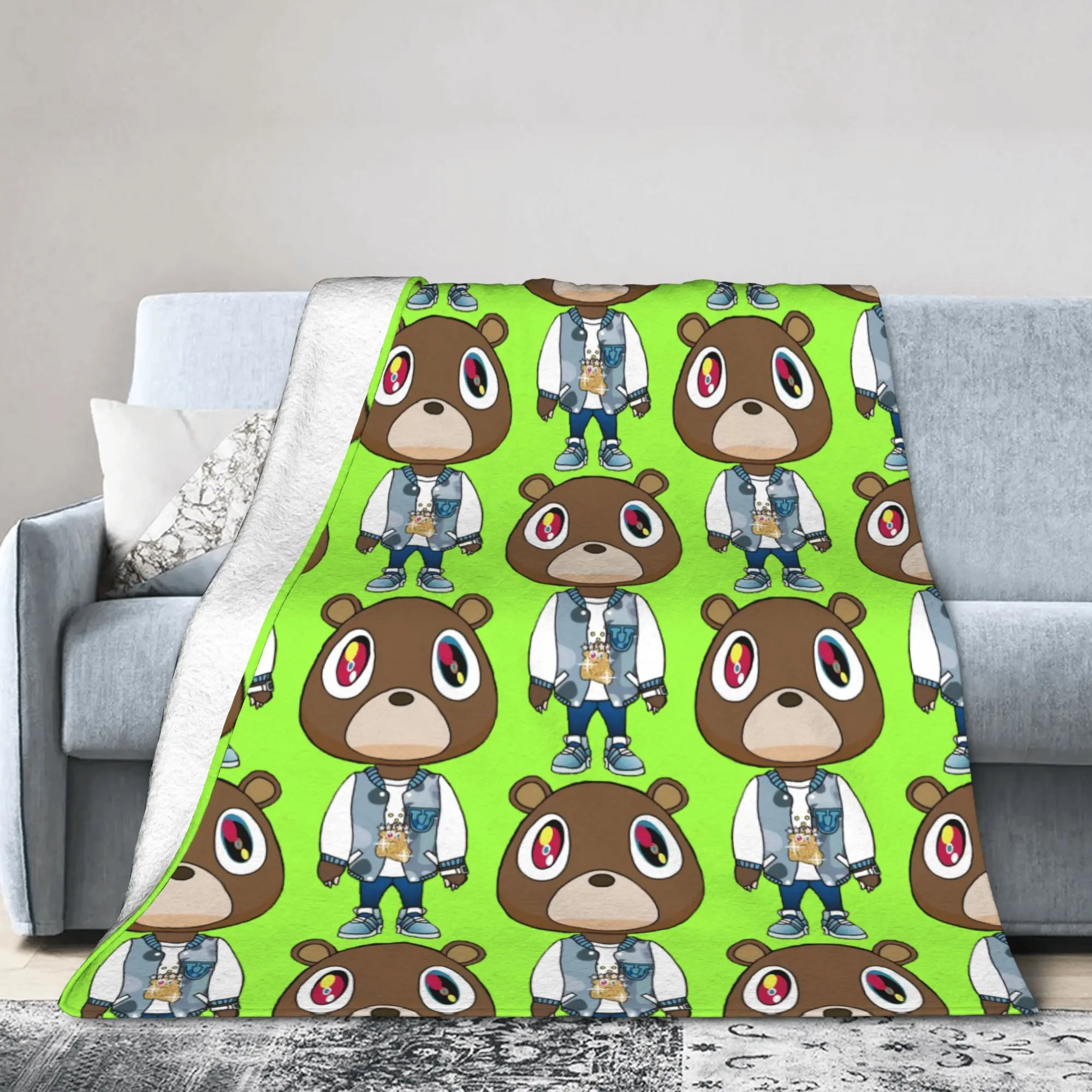 Custom Kanye West Bear Blanket 3D Print Soft Flannel Fleece Warm  Throw Blankets for Home Bed Couch Bedspreads