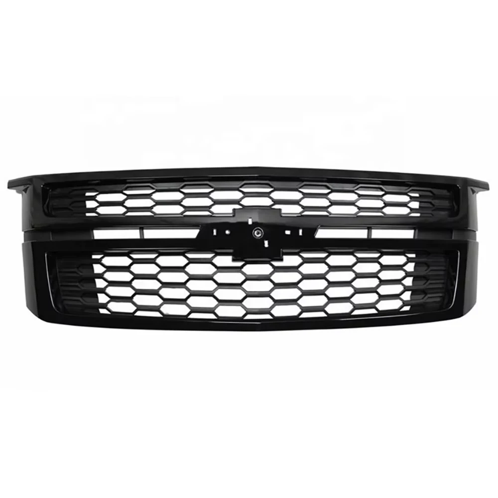 Car Front Bumper Grille Guard Grid For Chevrolet Suburban 2015-2019 Honeycomb Style Grille Gloss Black Modified Bodykit Parts