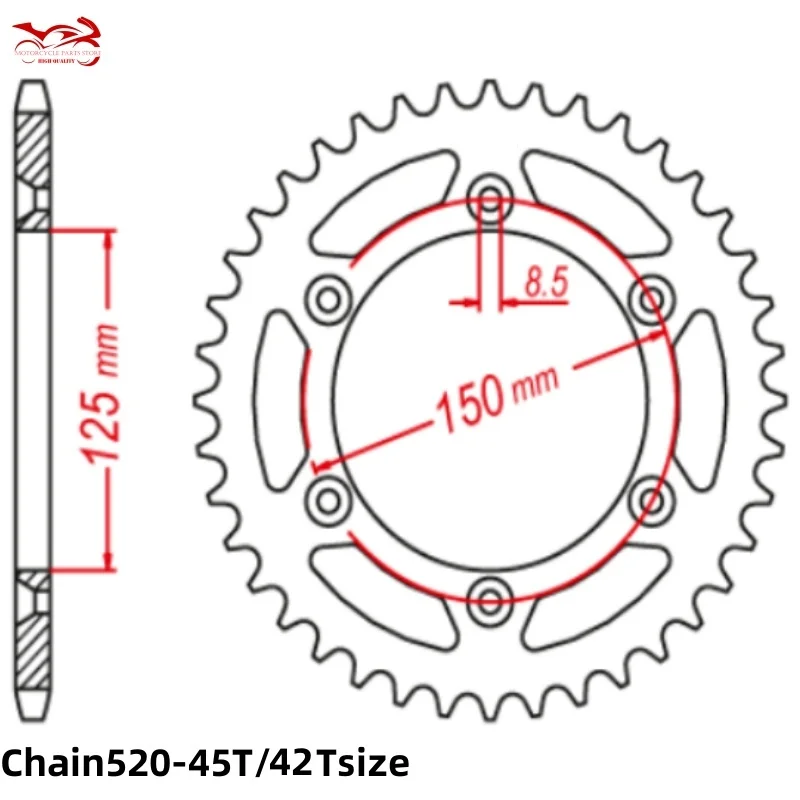 520 16/42/45 T Sprocket For KT/M 790 890 620 ADV 600 640 625 LC4 400 DU KE SX 620 EGS-E 690Enduro R CF Moto 800 MT Explore Sport