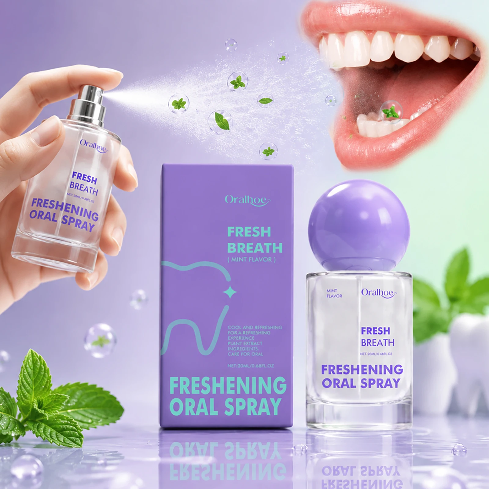 20ml Portable Freshening Mint Oral Spray Long-Lasting Mouth Breath Freshener for Adults Remover Mouth Deodorizing Care Treatment