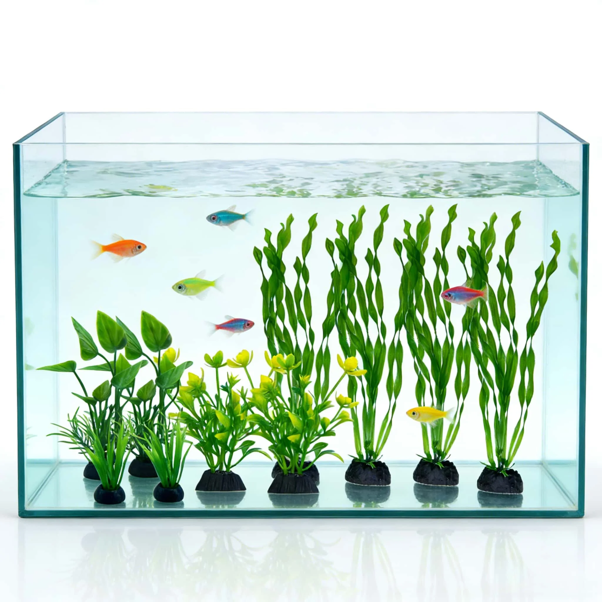 Conjunto de 10 peças de Plantas Artificiais para Aquário, Verdes/Coloridas, Grama Falsa Realista, Fácil de Instalar para Decoração de Aquário
