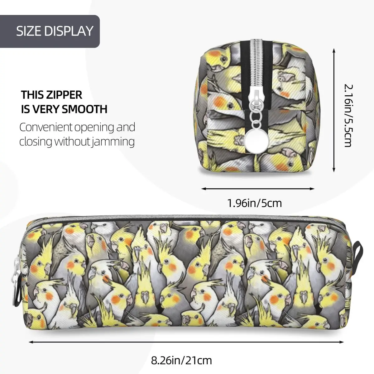 Cockatiel Animal Pencil Cases Parrots Bird Pen Box Bags for Student Big Capacity Students School Zipper Pencilcases