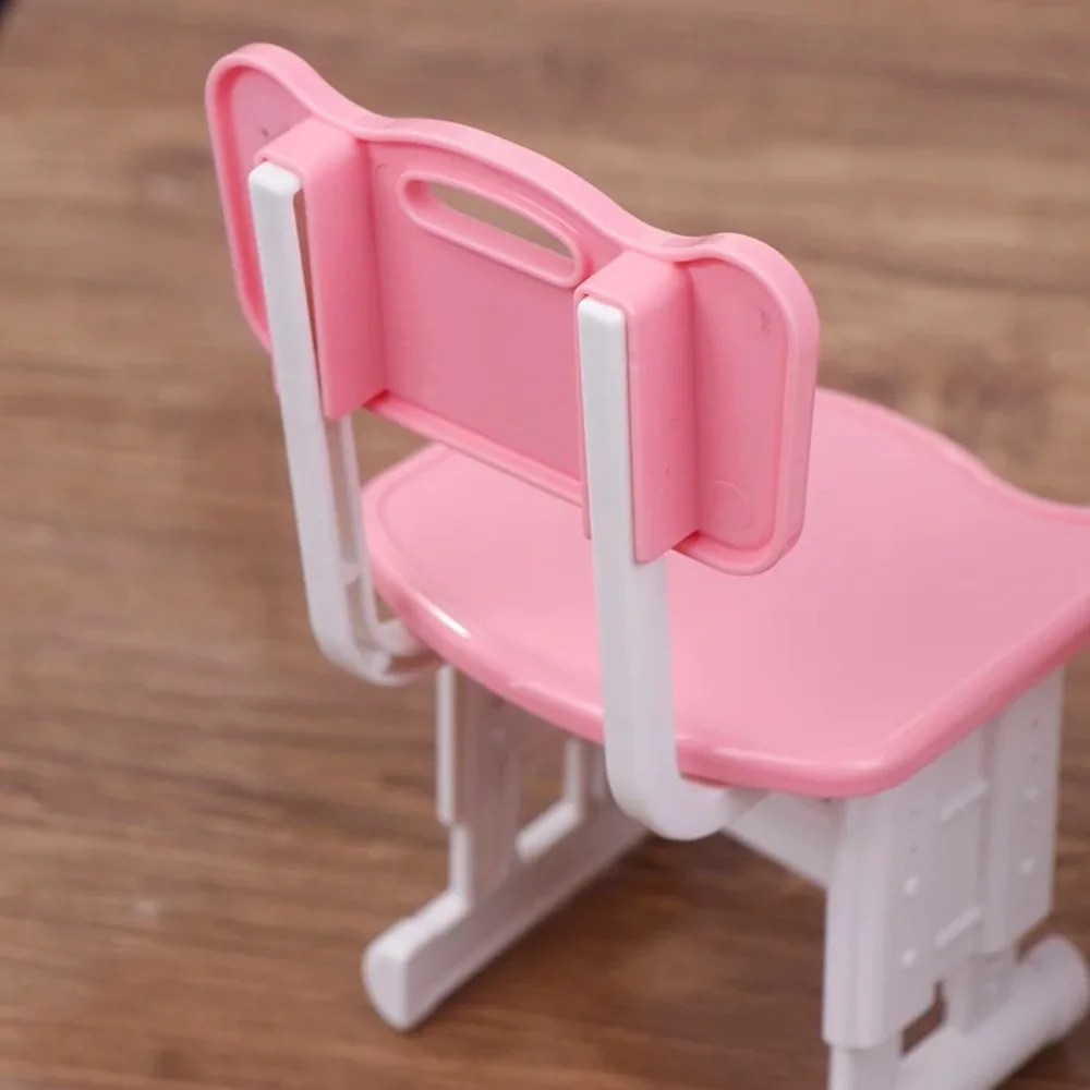 1set Chairs Furniture Model Simulated Dollhouse Desks Writing Study Model Miniature Toy Miniature School Desks Stationery Model