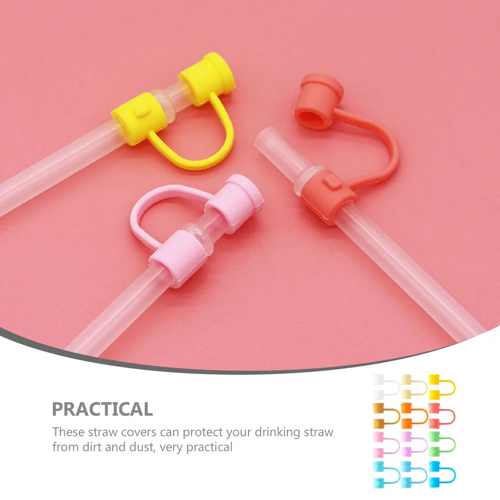 12 Pcs Silicone Straw Stopper Tip Protective Covers Reusable Straws Caps Shot Cute Silica Gel