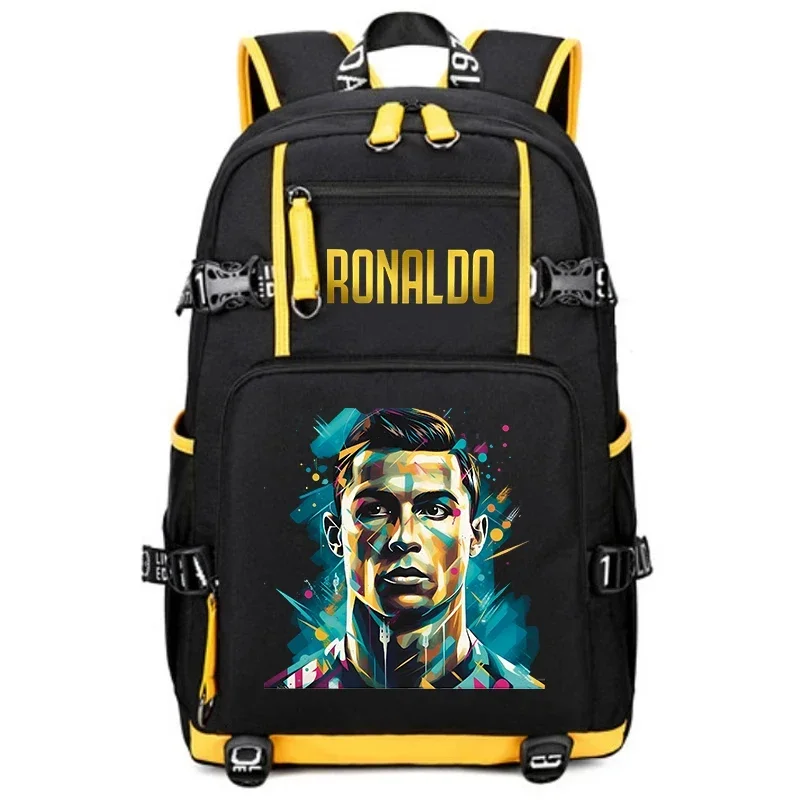 Ronaldo Printed Youth Backpack Campus Student Outdoor Travel Bag Suitable For Boys And Girls CMM221