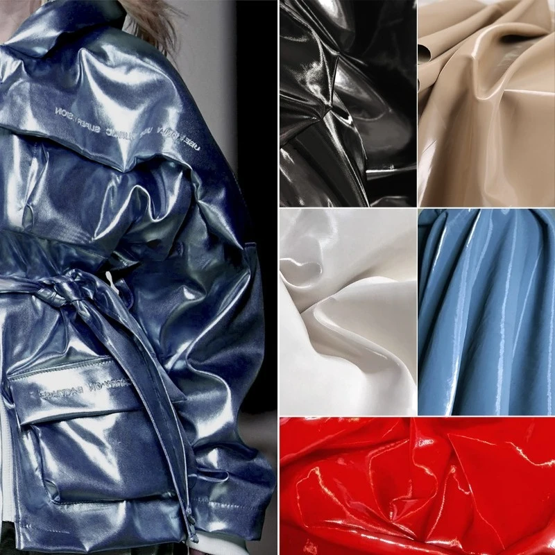 

Gloss Waterproof PU Leather Thickened Fabric for DIY Jacket Pants Bag Clothing Fashion Colth Sewing By The Meter