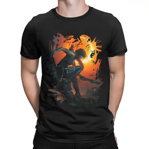 T Shirt Round Neck Clothes Lara Croft Tomb Raider Explorer 90s PC Gaming Temple Relic Vintage Novelty 100% Cotton Short Sleeve