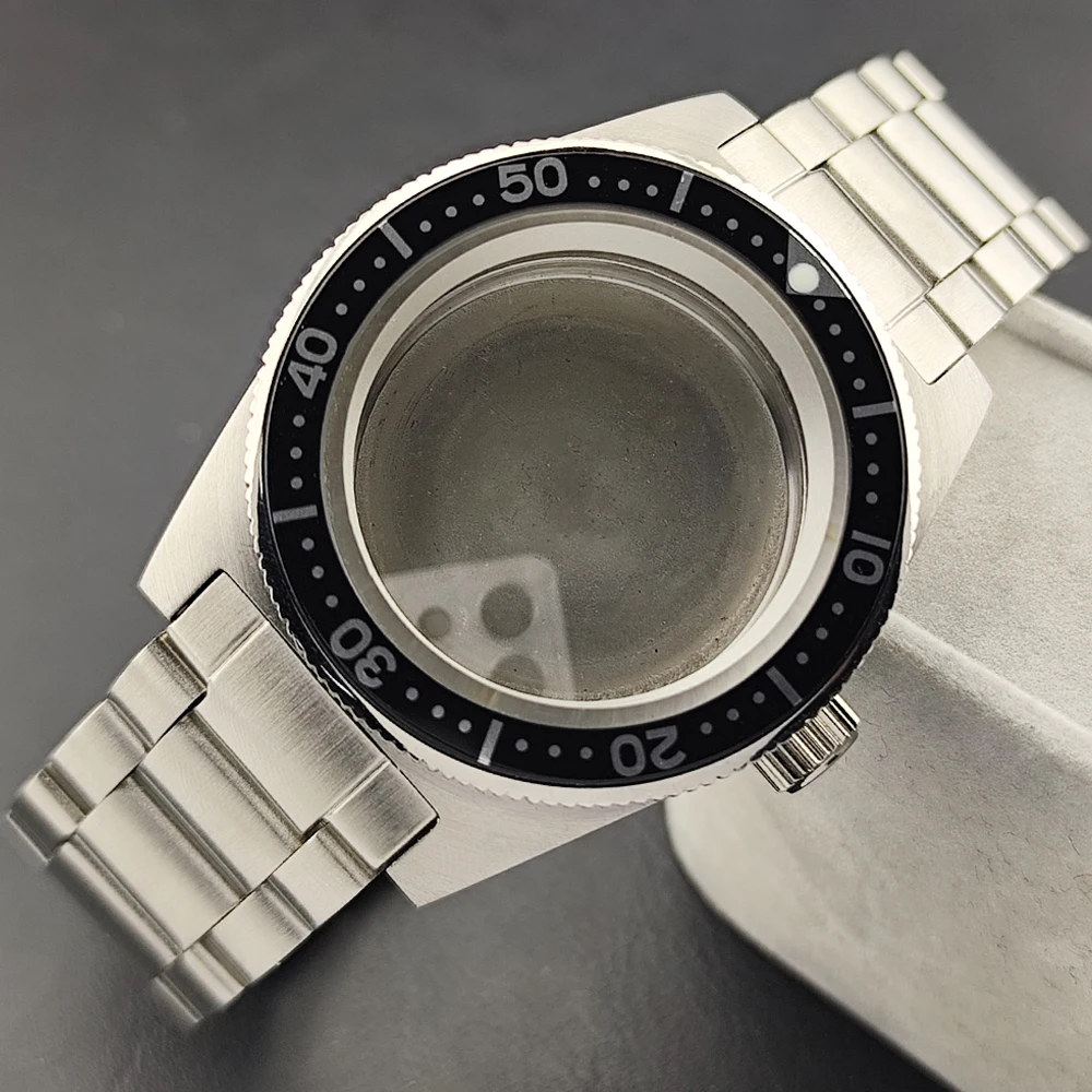 NH35 Case 40.5mm Men Silver Steel Case Fit NH34 NH35 Movement Case Double Sapphire Crystal Case Aluminum Bezel Watch Accessories