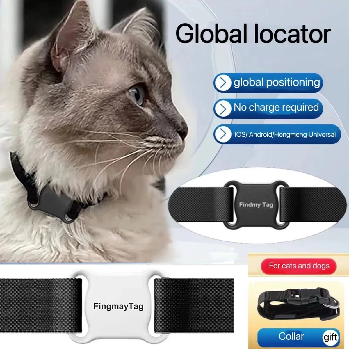 Gps Tracker Cat Pet Waterproof Anti-Lost Gps Mini Locator Free App Bluetooth Locator Tracking Electric Collar for Dog Supplies