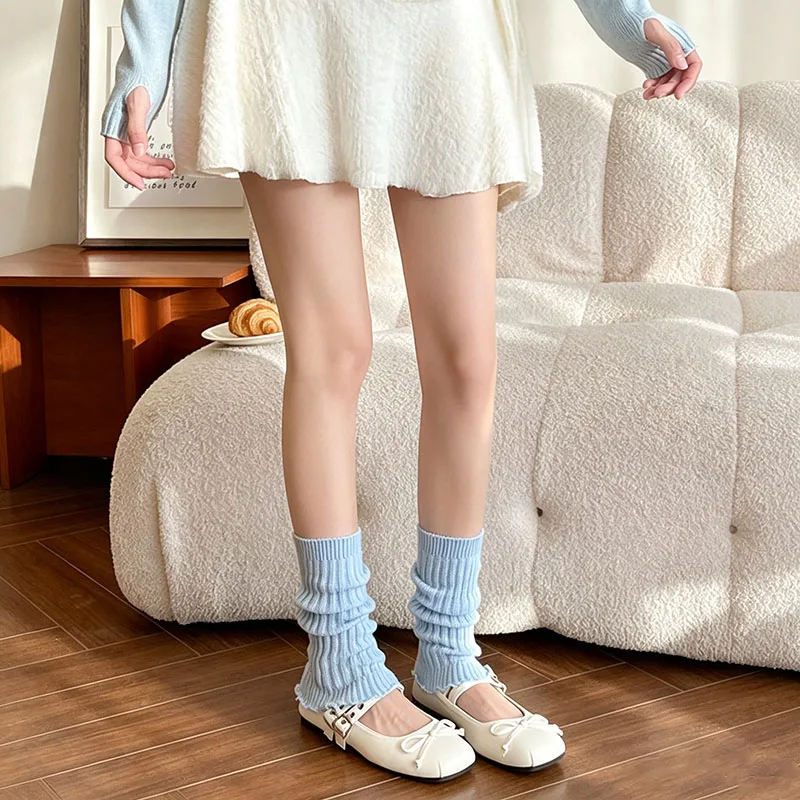 2026 Autumn Lolita Leg Warmers Socks for Girl Knitted Warm Foot Cover Women Warmer Winter Crochet Heap Heap Socks Boot Cuffs