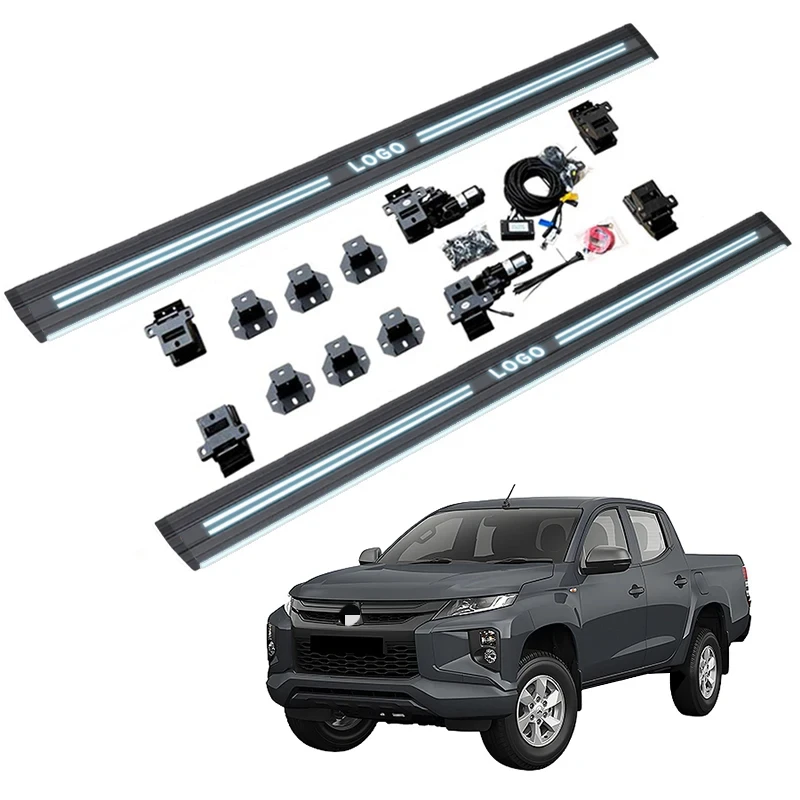 

Wear Resnt Aluminum Running Board Automatic Electric Power Side Step Dual Lights for TRITON Crew Cab 2024+