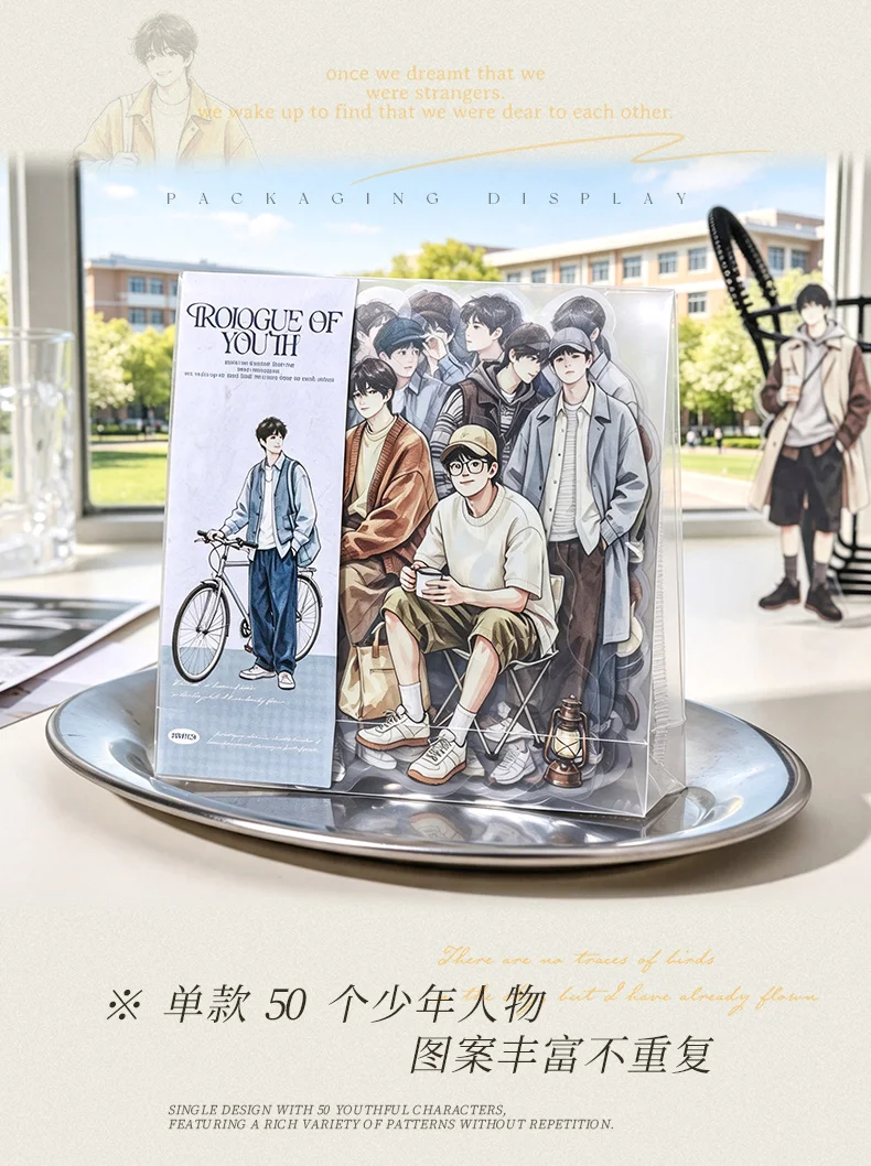 Journal GO 100pcs Youth Boys PET Sticker Set Fashion Guy Characters Decals for Journaling Card Scrapbooking and DIY Crafts