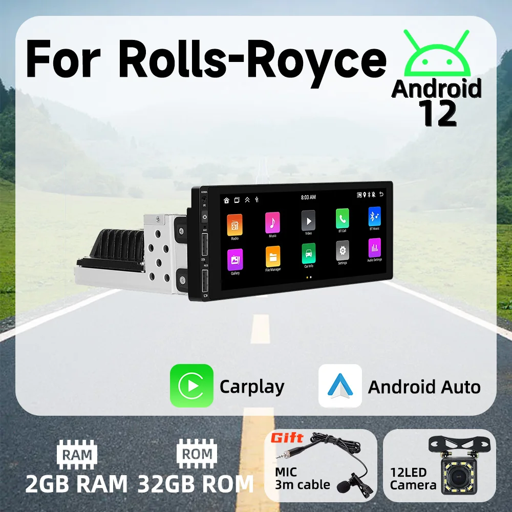 

6.9" 1 Din Android Radio Car Multimedia Player for Rolls-Royce Android Auto Stereo Head Unit Carplay Autoradio GPS Navigation BT