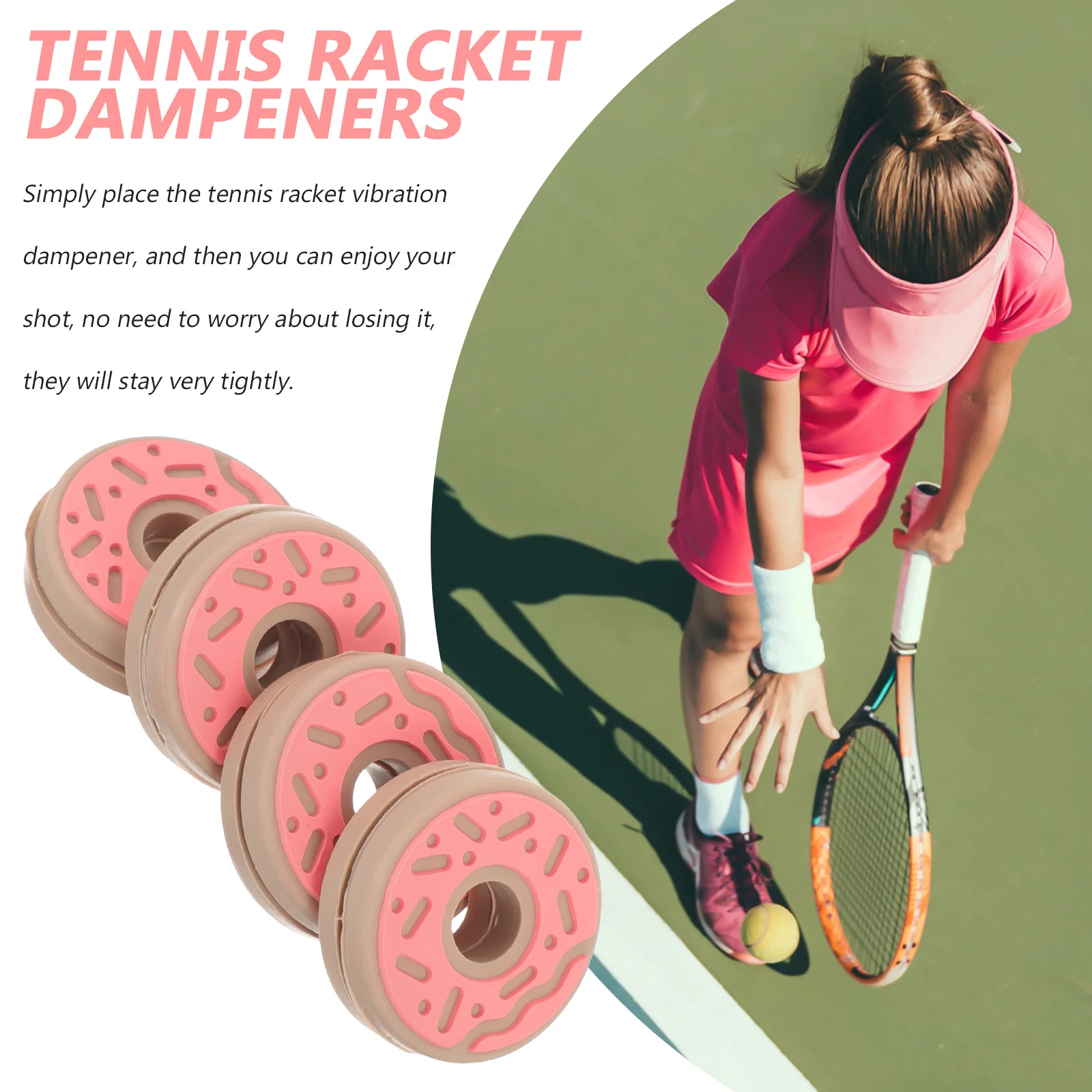 

4pcs Tennis Racket Silicone Vibration Dampener Lightweight Portable Pizza Damper Donut Accessories