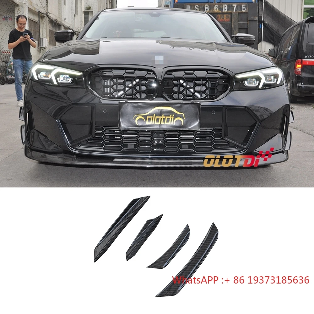 V Style Carbon Fiber Front Bumper Fender Canards Trims Splitters for BMW 3 Series G20 M SPORT LCI 2022+ Auto Tuning