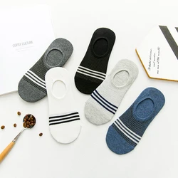 5 Pairs High Quality Men Socks Spring Summer New Striped Cotton Boat Socks Breathable Sweat-absorbent Invisible Socks Short Sock