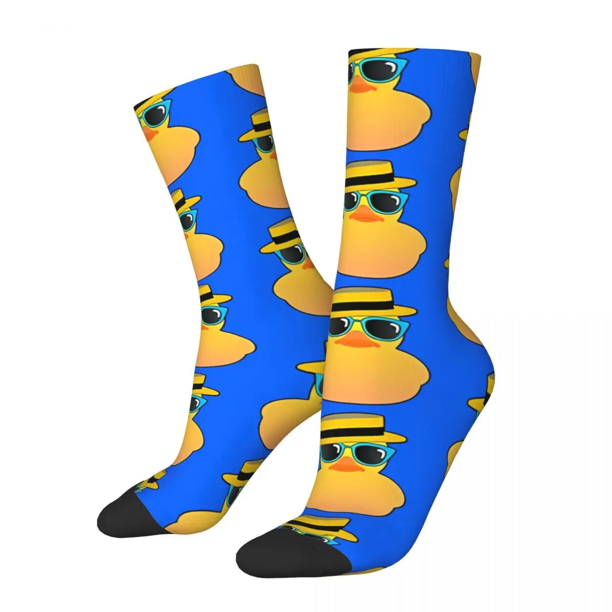 Retro Rubber Duck Ducky Wearing Boater Men's Socks Unisex Novelty Seamless Printed Funny Crew Sock Gift