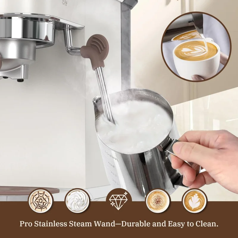 

(UUX) Machine, Expresso Machines Home, 20 Bar Cafetera Espresso with Milk Frother Steam Wand, Compact Small Coffee Maker for UQ