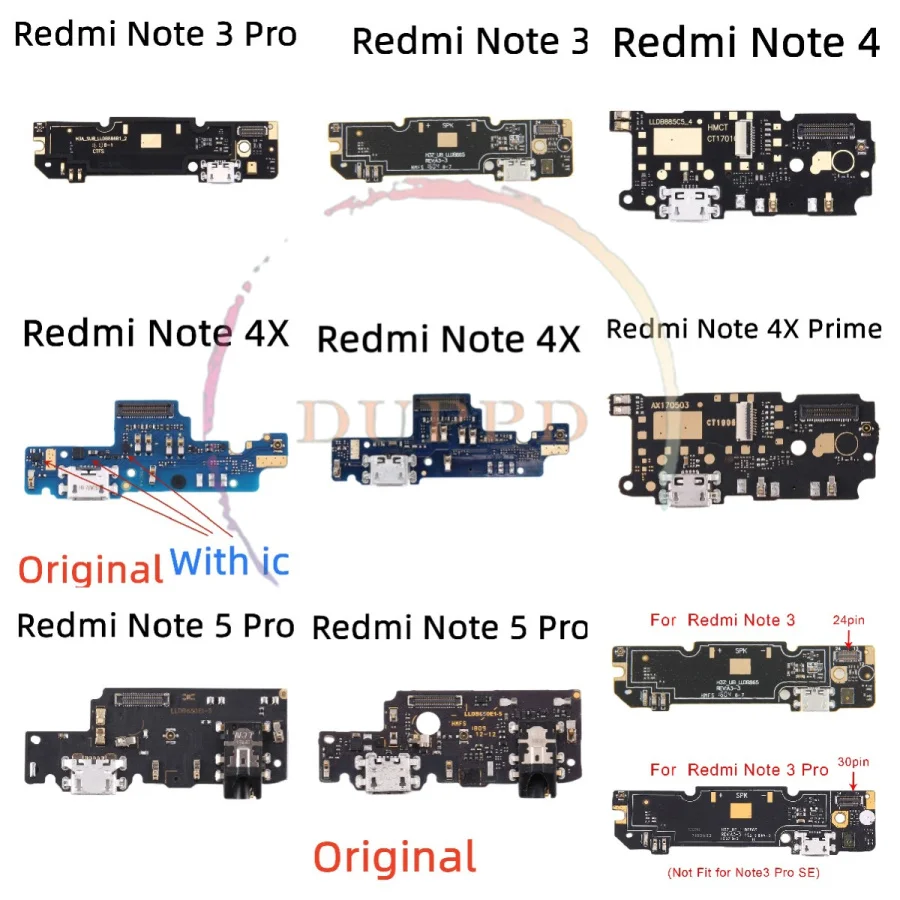 Original USB Power Charger Charging Port Board Dock Connector Flex Cable For Xiaomi Redmi Note 3 4 4X 5 5A Pro Replacement Parts