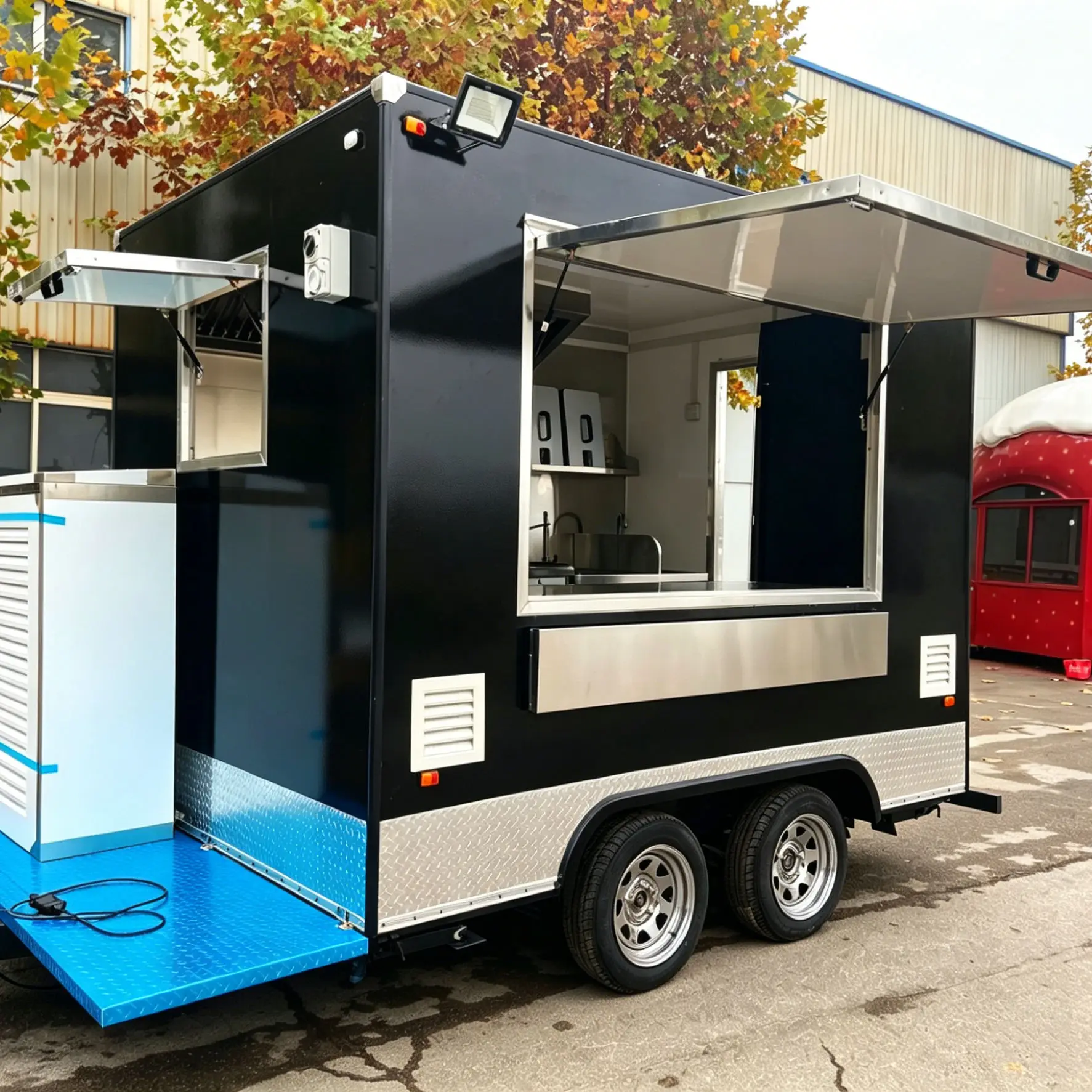 CE Certified Fully Equipped Towable Food Trailer Mobile Kitchen Stainless Steel for Candy Coffee Hot Dog Bubble Tea Outdoor