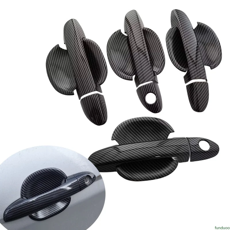 FUNDUOO Für KIA Cerato Spectra 2004 2005 2006 2007 2008 2009 Kohlefaser Chrom Auto Türgriffabdeckung Zierleiste Aufkleber Zubehör