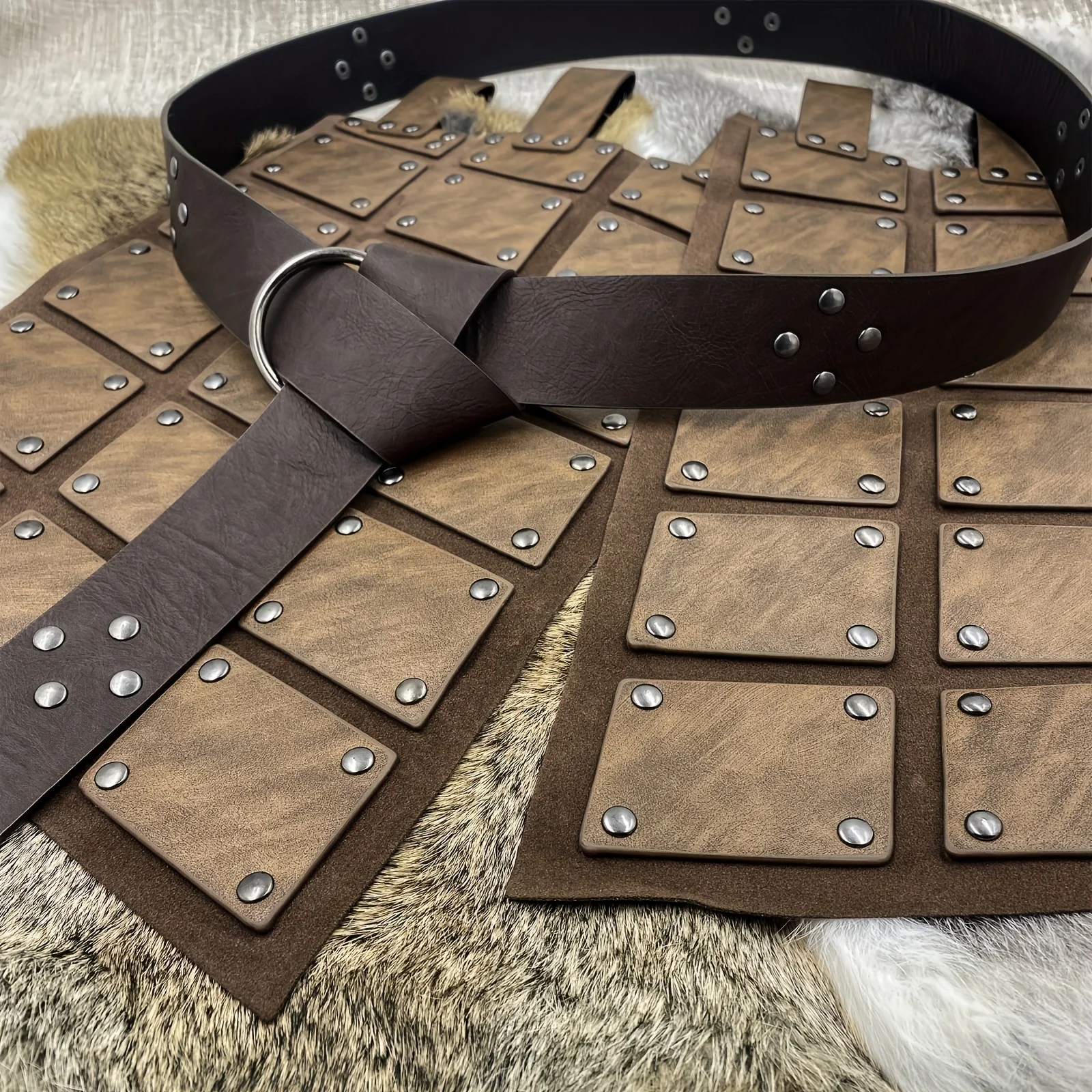 

European Medieval Warrior Knight Retro Embossed Leather Armor Waist-Hanging Gladiator Roman Skirt