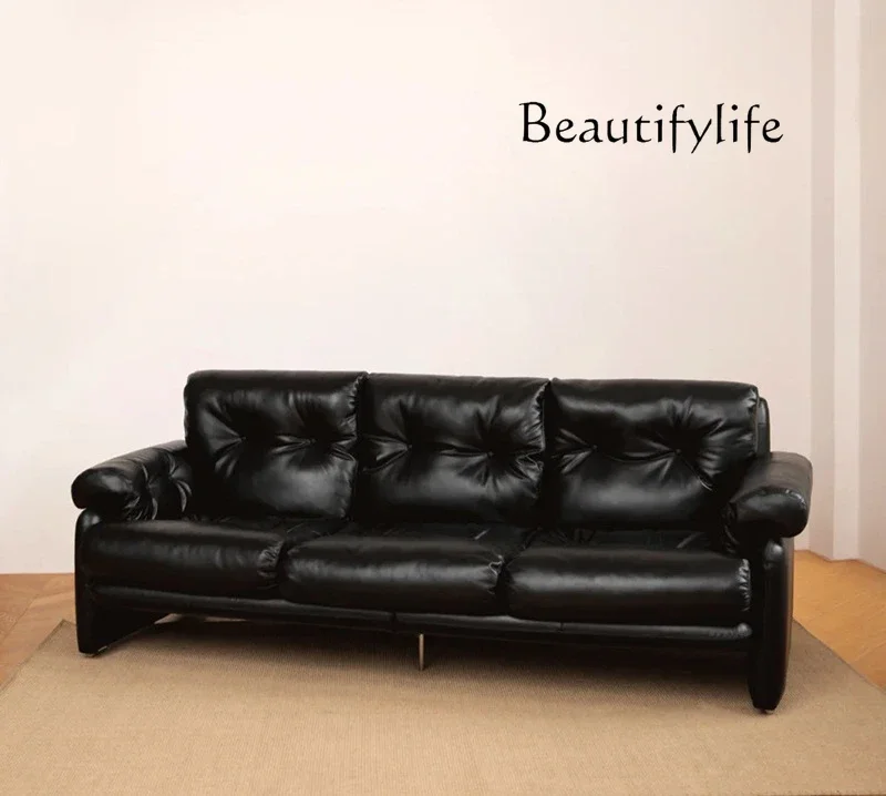 X35 French Antique Straight Row Sofa Household Small Apartment Technology Leather Leisure Sofa تحف كبيره للمنزل