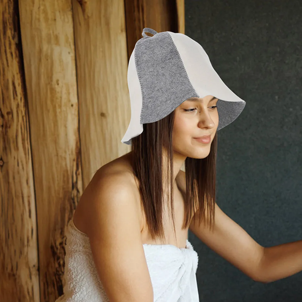 

3Pcs Thick Felt Sauna Hat for Women Men Bathing Cap Soft Smooth Heat Resistant Spa Shower Hair Protector Sauna Hat