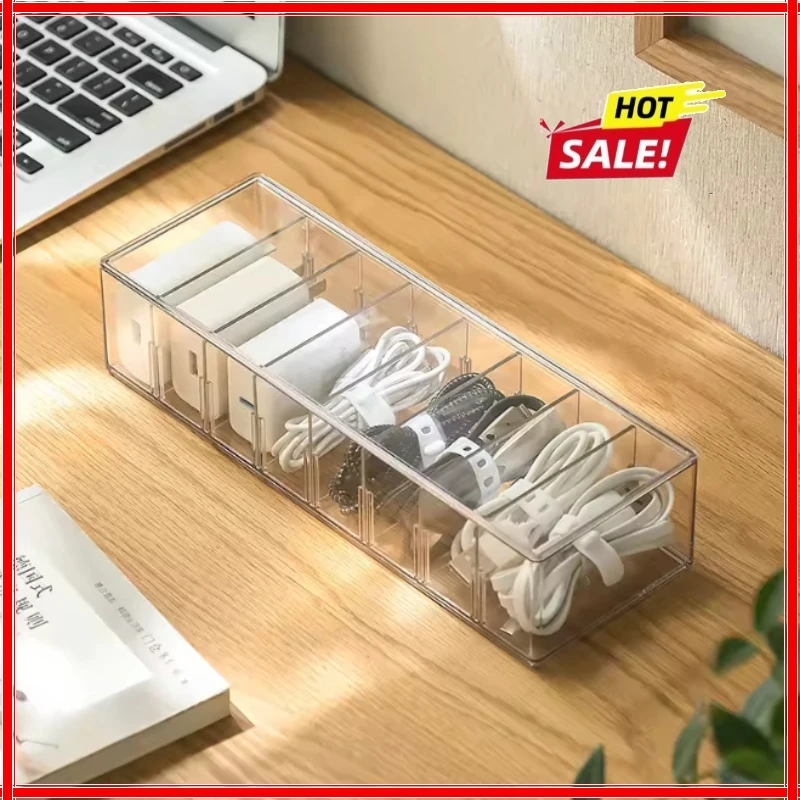 Data Cable Storage Box Charging Cable Mobile Phone Charger Desktop Organizer Cable Management Tool with Cover Dustproof Box