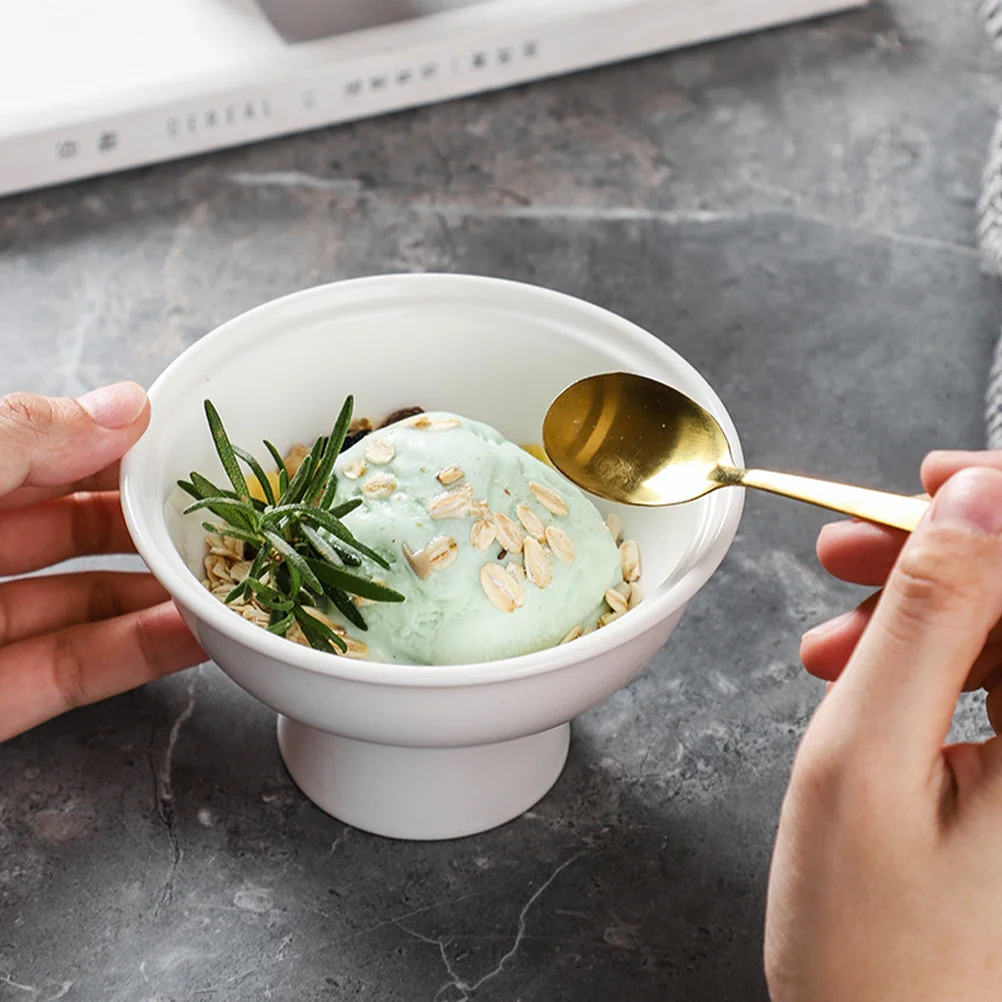 

Delicate Ceramic Dessert Bowl High Base Multi-Use Ice Cream Cup Creative Fruit Salad Holder Pudding Serving Ice Cream Bowl
