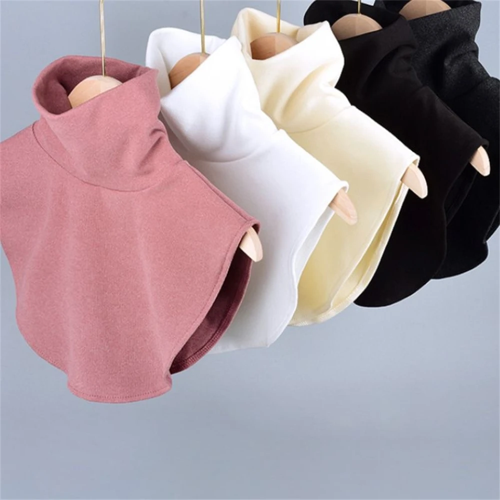 Autumn Winter Fleece High-neck Fake Collar Female Solid Color High-elastic Bottoming Decoration Warm Detachable Neck Protection