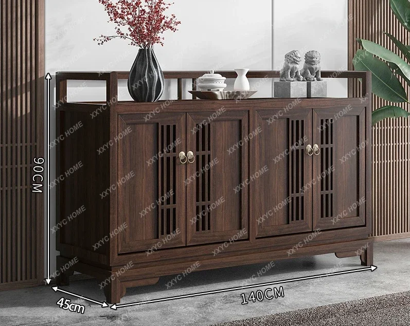 S New Chinese Style Sideboard Cabinet Solid Wood Wall Low Table Entrance Cabinet