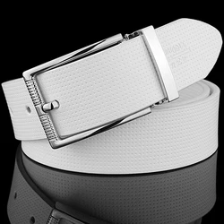 Cinturón de moda para hombre, cinturón clásico blanco con hebilla de Pin de diseñador, negro, de cuero genuino, informal, 2022