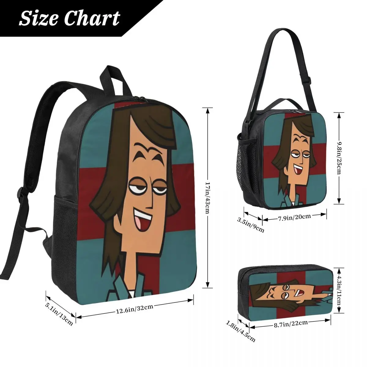 3Pcs Totals Dramas merch Backpack Set for Boy Girl Pen Bags Bookbag Sets with Lunch Box For School Students Daypack
