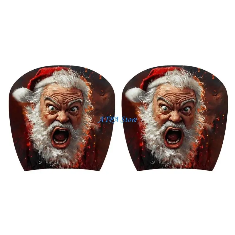 U13C Christmas Auto Headrest Accent Set with Santa Theme for Winter Driving