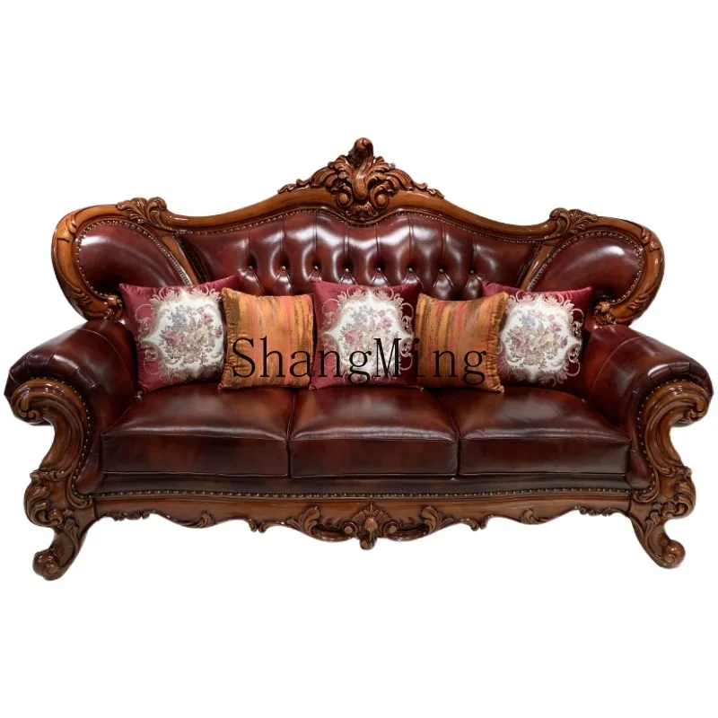 

LXY sofa living room luxury villa palace retro solid wood carving flower furniture whole house