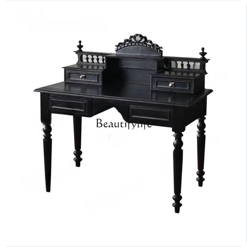 

American retro old solid wood dresser French gothic bedroom makeup table