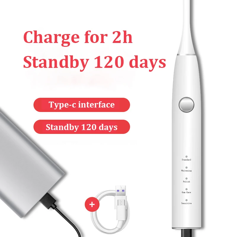 Smart Sonic Electric Toothbrush Couple Waterproof Multi-Grade USB Charging Soft Brush Head Adult Style Men and Women Home Use