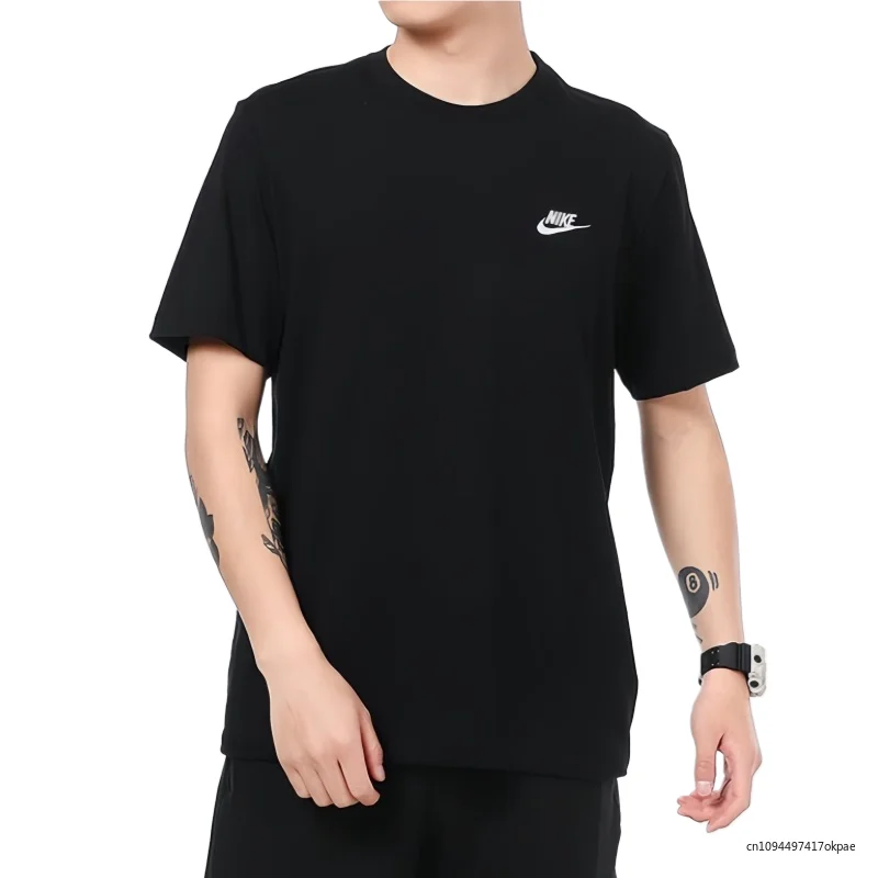 

Nike 2412 Embroidered Label Couple Ice Porcelain Cotton T-Shirt Men's and Women's Same Size Black Color M-5XL
