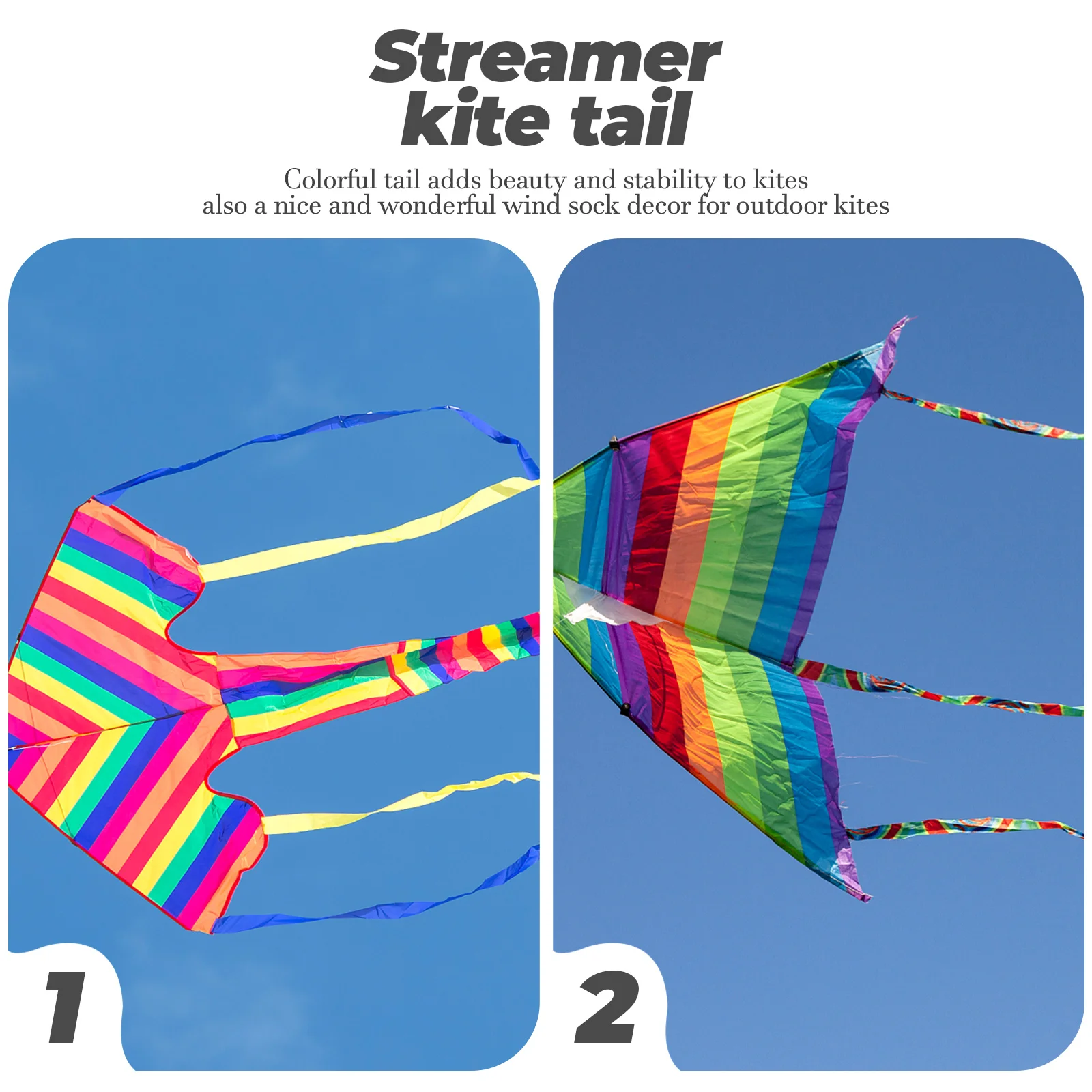 

2pcs Kite Tail Rainbow 15m Nylon Streamer Outdoor Decor for Flying RC Drone High Strength Wear Resistant Large