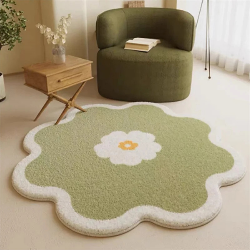 

Thicken Tufted Rug Sun Flower Art Rug for Bedroom Living Room Retro Kawayi Fluffy Bathroom Round Rug Nonslip Mat Home Decor