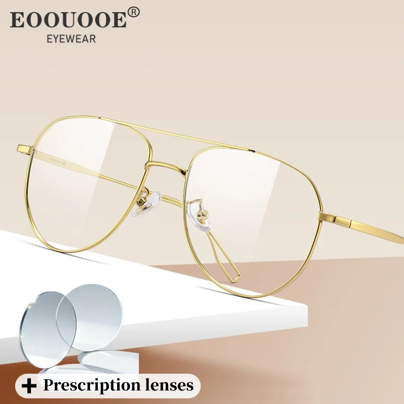 

Pilot Big Size Men's Women's Glasses Frame Titanium Myopia Prescription Lenses Customized Recipe Anti reflective UV Eyewear Box