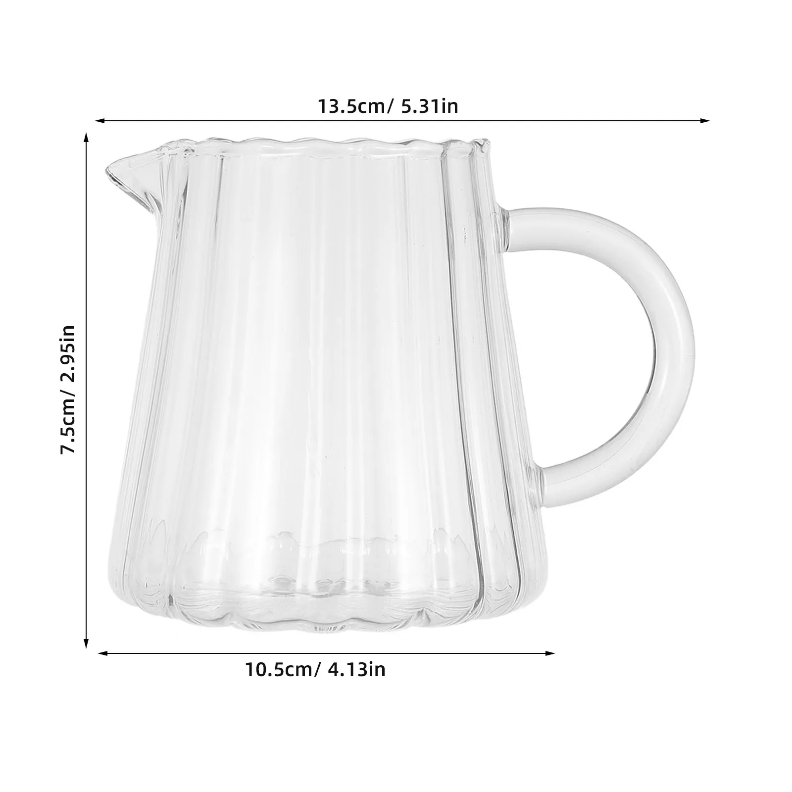 Glass Creamer Pitcher 17Oz Wave Shaped Glass Milk Pitcher Spout Handle Clear Serving Jug Coffee Tea Syrup Beverage Dispenser