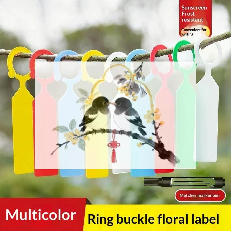 100Pcs Greenhouse Bonsai Collar Signs Ring Label Hook Tree Marker Nursery Stake Plastic Garden Hanging Plant Tags