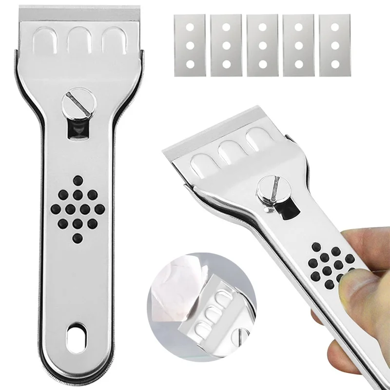 Glass Scraper Tool Stainless Steel Cleaning Scraper Suitable for Glass Ceramic and Induction Cooktops Wall Floor Paint Scraper