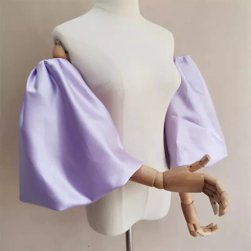 Women's Elegant Designer Purple Satin Arm Sleeve Female Vintage Photography Formal Dress Performance Party Glove R640