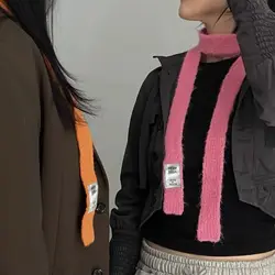 Lenço longo tricotado com letra Y2K, lenço Harajuku, gravata no pescoço, moda inverno e outono, estilo coreano